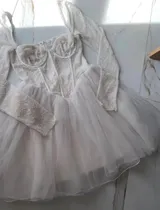 Oh polly sukienka biała calliope mini gorsetowa z tiulową spódnicą, długi rękaw – Przód