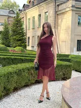 VeraMorelle Sukienka bordowa – Przód